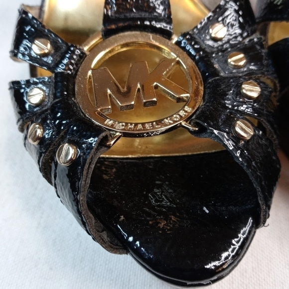 Michael Kors Black Patent Lthr Platform Open Toe B - Picture 9 of 10